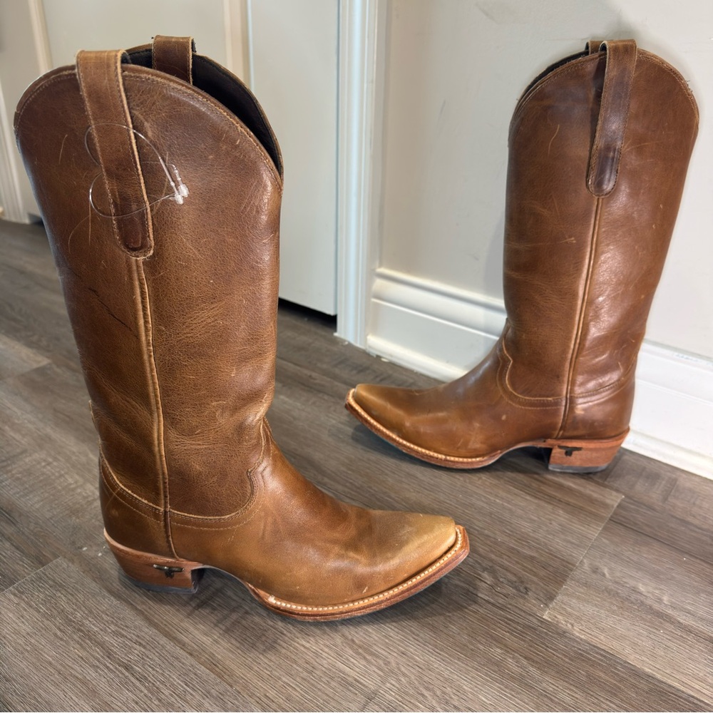 Lane Emma Jane Tall Western Leather Brown Boots - Picture 3 of 11